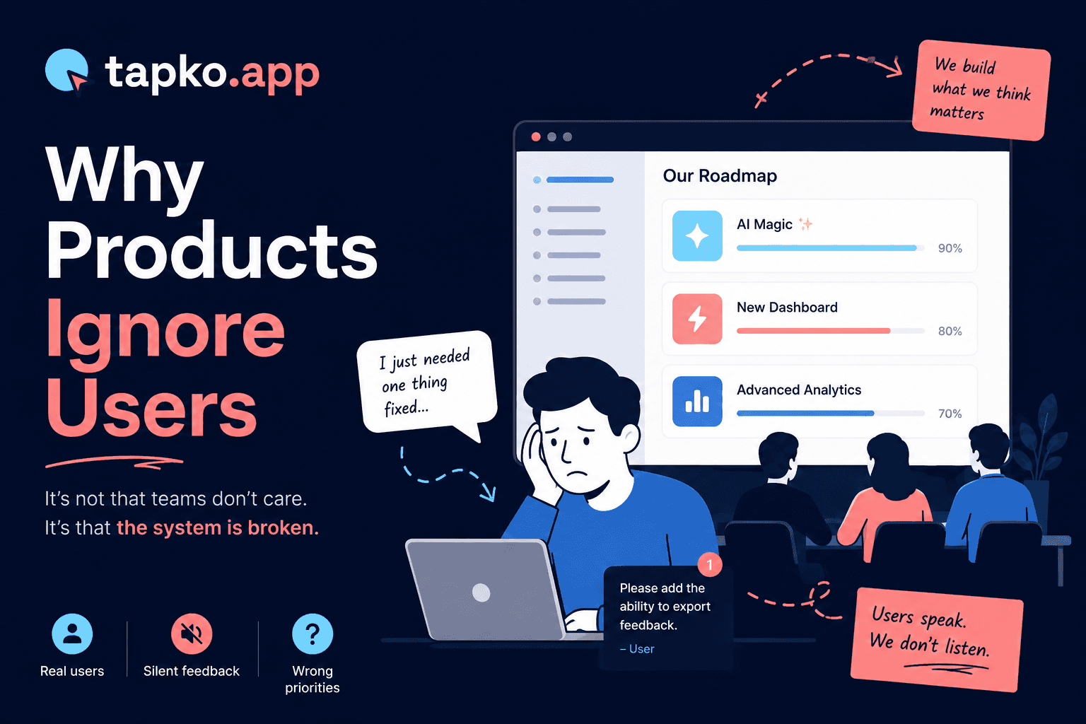Why Products Ignore Users — tapko.app Fixes the Feedback Loop